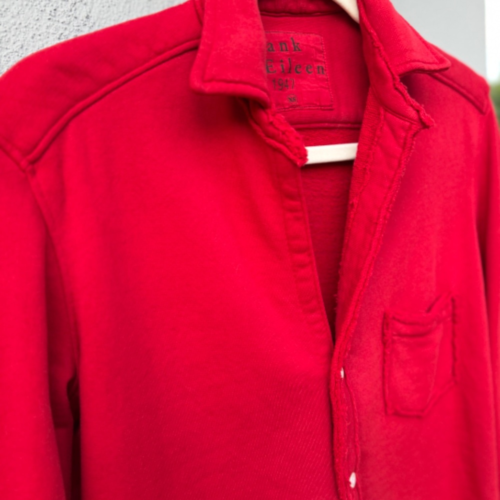 Red Frank & Eileen Cotton Triple Fleece Button Down Sweatshirt Shirt XS - Picture 5 of 8